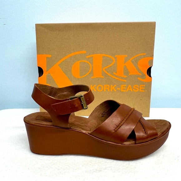 Korks by Kork-Ease Brenda leather sandals saddle color in box - Picture 1 of 14